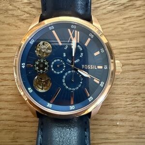 Fossil Men's Navy and Rose Gold Watch